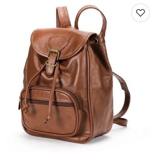 AmeriLeather Brown Leather Drawstring mini Backpack Casual Travel‎ Bag